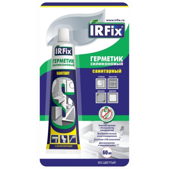Силиконовый санитарный герметик IRFIX Sanitary белый 60 мл 20064 Силиконовый санитарный герметик IRFIX Sanitary белый 60 мл 20064