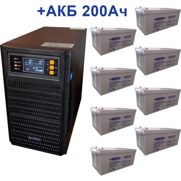 Комплект ИБП ELTENA Monolith B 3000LT (3000Вт) + 8шт. АКБ AQQU 12ML200 (12В, 200Ач) MB3000LT/12ML200 Комплект ИБП ELTENA Monolith B 3000LT (3000Вт) + 8шт. АКБ AQQU 12ML200 (12В, 200Ач) MB3000LT/12ML200
