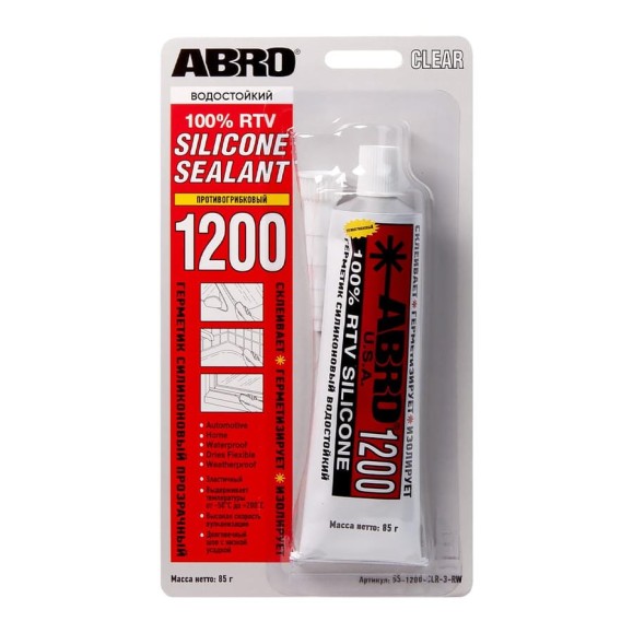 Силиконовый герметик ABRO 1200, прозрачный, 85г SS-1200-CLR-3-RW Силиконовый герметик ABRO 1200, прозрачный, 85г SS-1200-CLR-3-RW