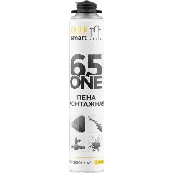 Пена монтажная полиуретановая профессиональная всесезонная Kronbuild Smart ONE 65 SFAO65 Пена монтажная полиуретановая профессиональная всесезонная Kronbuild Smart ONE 65 SFAO65
