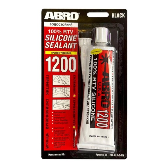 Герметик силиконовый ABRO 1200, черный, 85 г, SS-1200-BLK-3-RW Герметик силиконовый ABRO 1200, черный, 85 г, SS-1200-BLK-3-RW