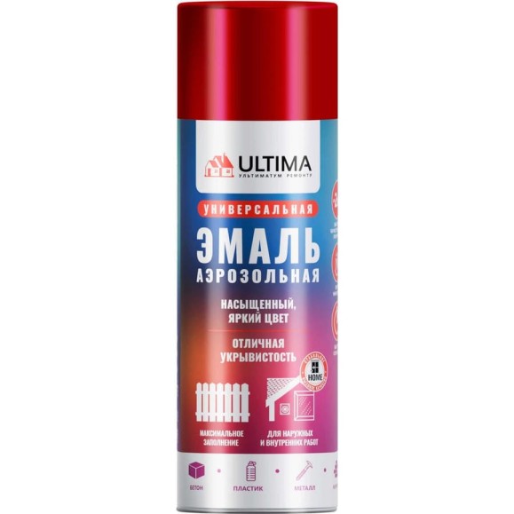 Краска аэрозольная универсальная ULTIMA, ягодный красный металлик, 520 мл. ULT0302 Краска аэрозольная универсальная ULTIMA, ягодный красный металлик, 520 мл. ULT0302