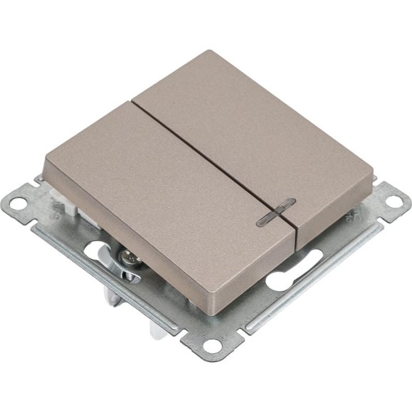 2-клавишный механизм выключателя Systeme Electric (Schneider Electric) AtlasDesign, с подсветкой, 5 А, 10 АХ, шампань ATN000553 2-клавишный механизм выключателя Systeme Electric (Schneider Electric) AtlasDesign, с подсветкой, 5 А, 10 АХ, шампань ATN000553