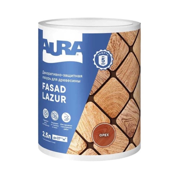 Лазурь Aura Fasad Lazur орех, 2.5л AWW022 Лазурь Aura Fasad Lazur орех, 2.5л AWW022