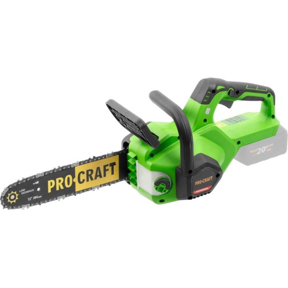 Пила цепная аккумуляторная PROCRAFT 20В 12', 4500 об/мин, шина + цепь, без АКБ и ЗУ PKA38 Пила цепная аккумуляторная PROCRAFT 20В 12', 4500 об/мин, шина + цепь, без АКБ и ЗУ PKA38