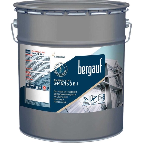 Краска Bergauf ENAMEL 3 IN 1 белая, 0,8 кг 82300