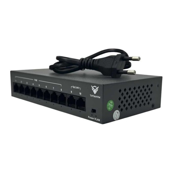 Коммутатор неуправляемый ТИТАНУМ HF082G-03, 8 RJ45 100 Мбит/с PoE + 2 Uplink 1000 Мбит/с (96 Вт), ЭТ-00000012 Коммутатор неуправляемый ТИТАНУМ HF082G-03, 8 RJ45 100 Мбит/с PoE + 2 Uplink 1000 Мбит/с (96 Вт), ЭТ-00000012