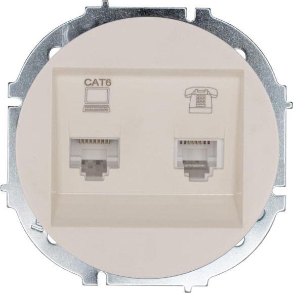 Розетка компьютер+телефон с модулем Cat 6 Lezard OSEN слоновая кость 743-9088-144 Розетка компьютер+телефон с модулем Cat 6 Lezard OSEN слоновая кость 743-9088-144
