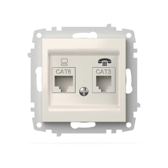 Розетка компьютерная + TF ELBI Zena Vega белый, Cat 6 M+K 609-010200-249 Розетка компьютерная + TF ELBI Zena Vega белый, Cat 6 M+K 609-010200-249