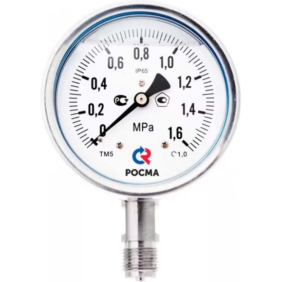 Манометр РОСМА ТМ-521Р.00 (0-0.06МПа) М20х1.5 Б 1.0 сухой 100мм, радиальный D070-01870