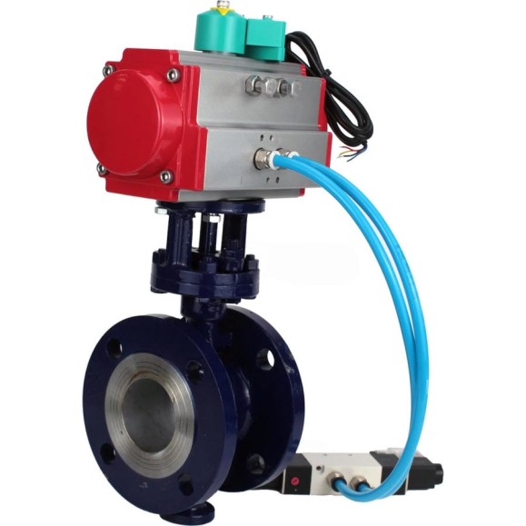 Затвор дисковый DN.ru с тройным эксцентр. WCB-316-M-F-ISO Ду65 Ру25, пневмопривод DA-083, пневмораспределитель 220VAC, переключатель МППП-200 D050-86566