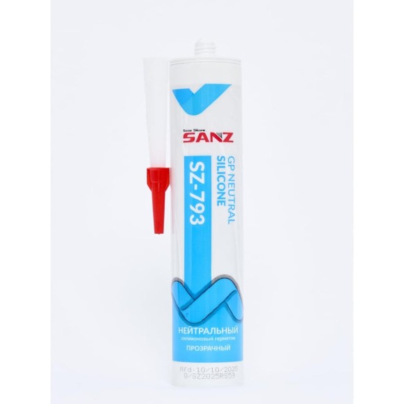 Нейтральный силиконовый герметик SANZ SZ-793 прозрачный, 280 мл. 793-7356-C Нейтральный силиконовый герметик SANZ SZ-793 прозрачный, 280 мл. 793-7356-C