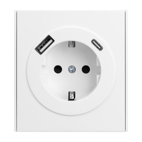 Механизм розетки KRANZ STRONG 1-м с/з, с защитными шторками 16А USB A+C 5В/3А жемчуг KR-78-0704-4
