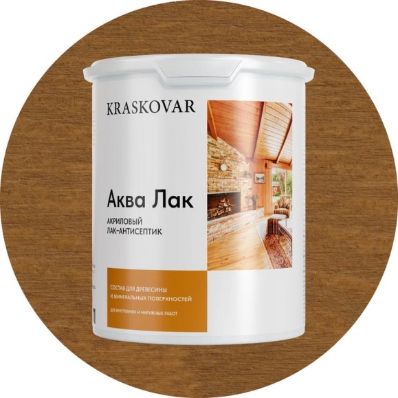 Акриловый лак-антисептик Kraskovar «Аква Лак», дуб 2л 1332 Акриловый лак-антисептик Kraskovar «Аква Лак», дуб 2л 1332