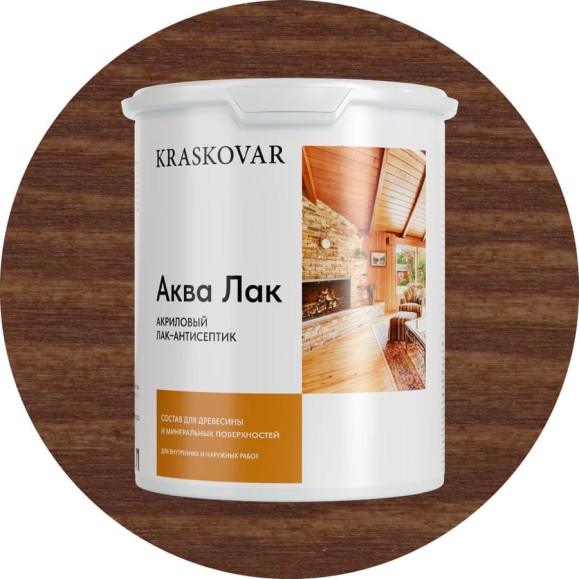 Акриловый лак-антисептик Kraskovar «Аква Лак», моккачино 2л 1333 Акриловый лак-антисептик Kraskovar «Аква Лак», моккачино 2л 1333