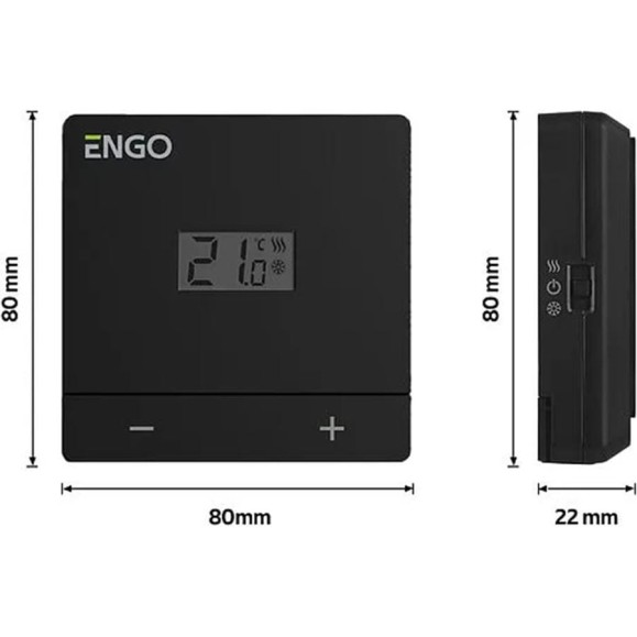 Терморегулятор ENGO controls проводной, накладной, 230В, черный EASY230B Терморегулятор ENGO controls проводной, накладной, 230В, черный EASY230B