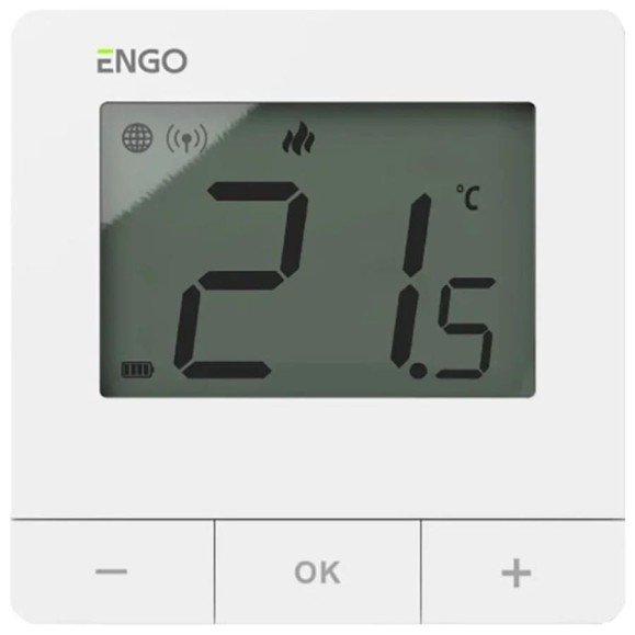 Терморегулятор ENGO controls накладной, используемый для управления напольным и радиаторным отоплением, цвет-белый E25-BATW Терморегулятор ENGO controls накладной, используемый для управления напольным и радиаторным отоплением, цвет-белый E25-BATW