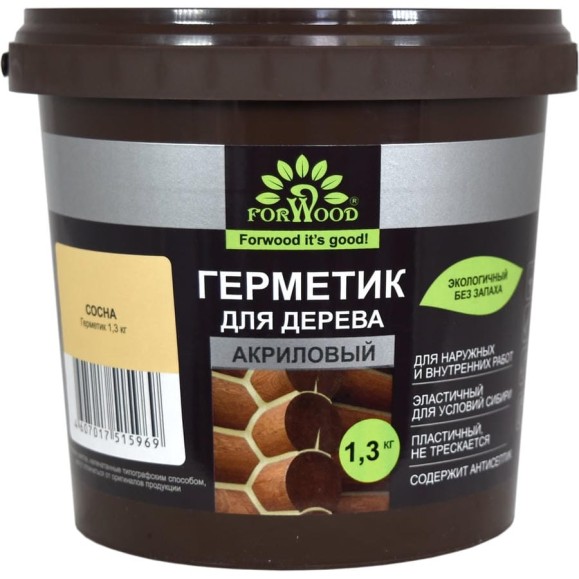 Герметик для дерева Forwood ВДАК-1501, сосна, 1,3 кг 141286 4607017515969 Герметик для дерева Forwood ВДАК-1501, сосна, 1,3 кг 141286 4607017515969
