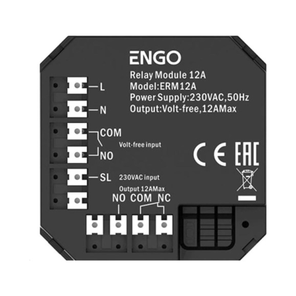 Модульное реле ENGO controls ZigBee 12A, сухой контакт EREL-12ZB