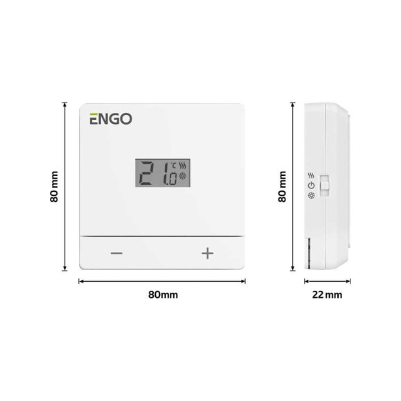 Терморегулятор ENGO controls, проводной, накладной, на батарейках, белый EASYBATW Терморегулятор ENGO controls, проводной, накладной, на батарейках, белый EASYBATW