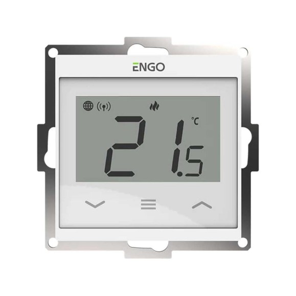 Терморегулятор ENGO controls, проводной, встраиваемый, программируемый, с возможностью подключения к WI-FI, белый E55-W Терморегулятор ENGO controls, проводной, встраиваемый, программируемый, с возможностью подключения к WI-FI, белый E55-W