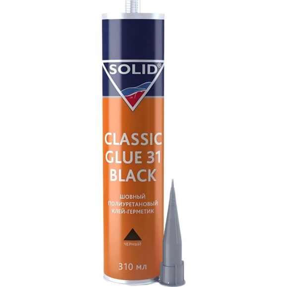 Шовный полиуретановый клей-герметик SOLID CLASSIC GLUE 31 BLACK (310 мл), цвет: черный 371.334.4 Шовный полиуретановый клей-герметик SOLID CLASSIC GLUE 31 BLACK (310 мл), цвет: черный 371.334.4
