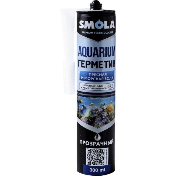 Герметик силиконовый SMOLA AQUARIUM для пресной и морской воды, прозрачный, 300 мл 04-1-1-005 Герметик силиконовый SMOLA AQUARIUM для пресной и морской воды, прозрачный, 300 мл 04-1-1-005