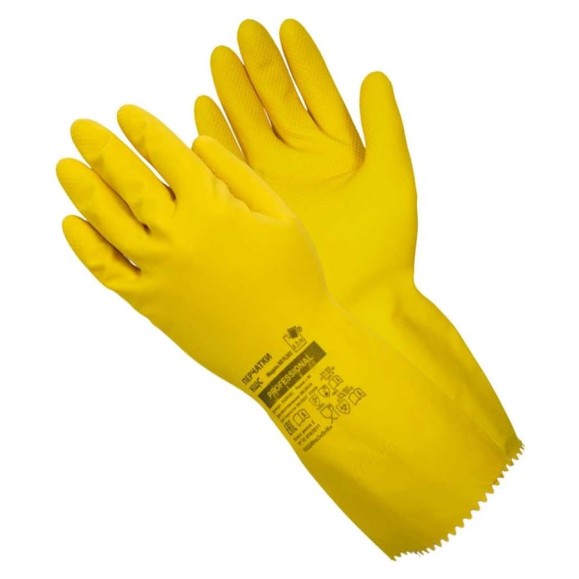 Перчатки латексные ADM Professional (KЩС), L, желтые 135073
