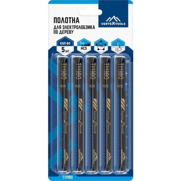 Полотно по дереву 5 шт для электролобзика vertextools T119BO Полотно по дереву 5 шт для электролобзика vertextools T119BO