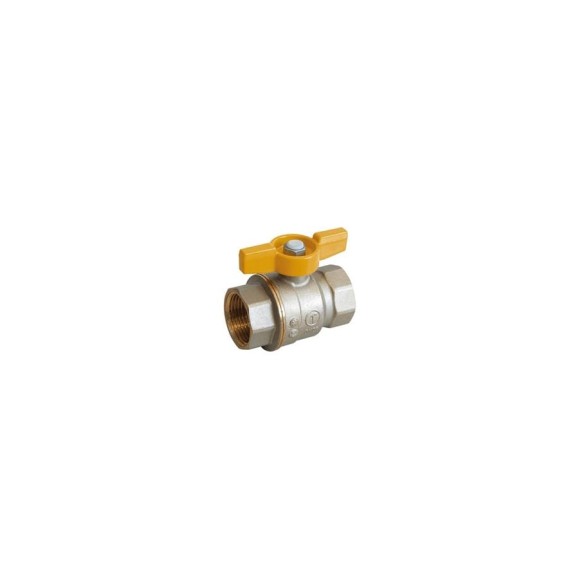 Кран шаровой для газа Giacomini полнопроходной, 1/2”, ручка-бабочка, желтая, ВР-ВР, никелированный GIA R731GAX003 Кран шаровой для газа Giacomini полнопроходной, 1/2”, ручка-бабочка, желтая, ВР-ВР, никелированный GIA R731GAX003