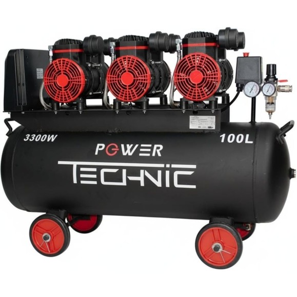 Компрессор POWER TECHNIC безмасляный малошумный с фильтром влагоотделителем ACL750/100