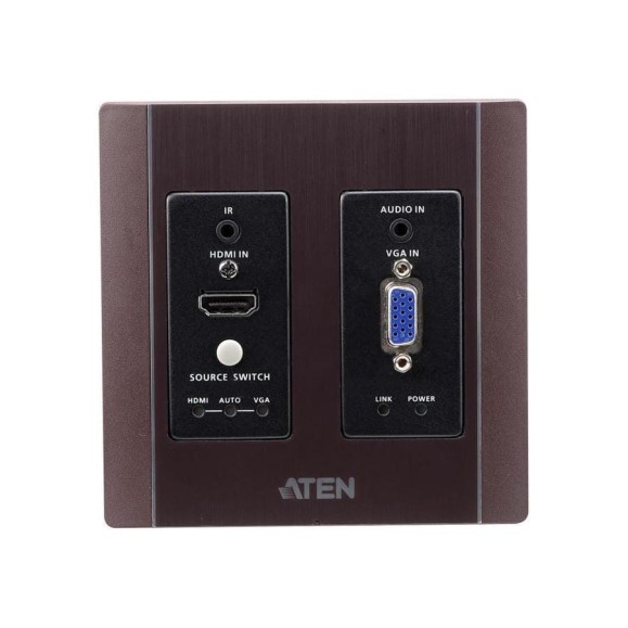 Передатчик ATEN HDMI VGA HDBaseT Настенный с монтажной панелью US/PoH (коричниевый) (4K 100м / 1080p 150м) VE2812AUST2-AT-G Передатчик ATEN HDMI VGA HDBaseT Настенный с монтажной панелью US/PoH (коричниевый) (4K 100м / 1080p 150м) VE2812AUST2-AT-G