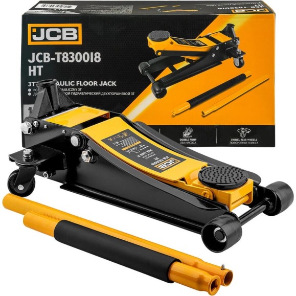 Домкрат подкатной гидравлический двухпоршневой JCB 3т (h min 85мм, h max 430мм) JCB-T830018 HT(66494) Домкрат подкатной гидравлический двухпоршневой JCB 3т (h min 85мм, h max 430мм) JCB-T830018 HT(66494)