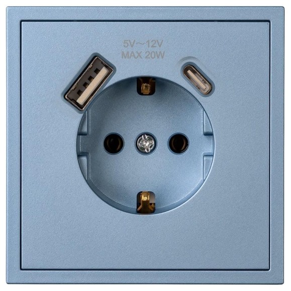 Розетка 1-местная с заземлением Smartbuy USB+Type-C 16А арктическая Капелла SBE-09bl-16-S1-USB Розетка 1-местная с заземлением Smartbuy USB+Type-C 16А арктическая Капелла SBE-09bl-16-S1-USB