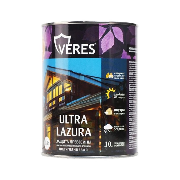 Пропитка Veres Ultra Lazura №19 дуб 0.9 л 1/6 42037 Пропитка Veres Ultra Lazura №19 дуб 0.9 л 1/6 42037