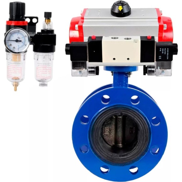 Затвор дисковый DN.ru GGG40-304-EPDM-2W-F-R Ду300 Ру16 пневмопривод DA-210, пневмораспределитель (2EM) 220VAC, БПВ D050-56519