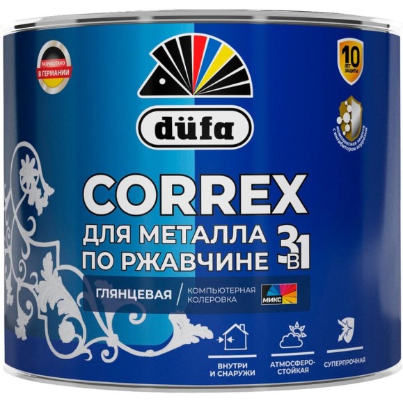 Грунт-эмаль 3 в 1 Dufa CORREX для металла, по ржавчине, глянцевая, БАЗА 3, 2л МП00-014764 Грунт-эмаль 3 в 1 Dufa CORREX для металла, по ржавчине, глянцевая, БАЗА 3, 2л МП00-014764