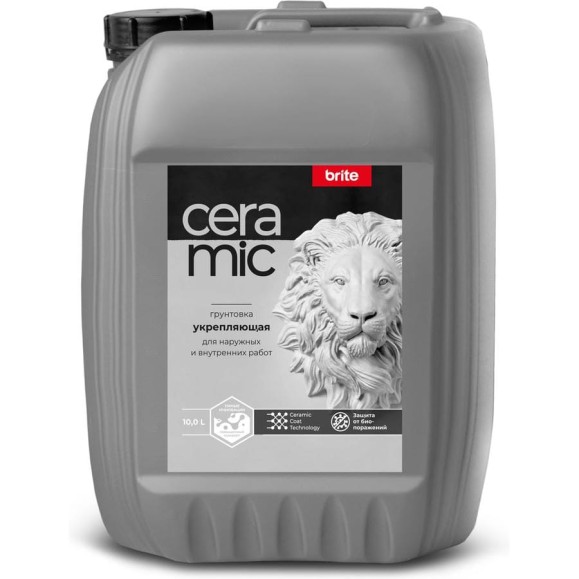 Грунтовка укрепляющая BRITE CERAMIC канистра 10 л О04612 Грунтовка укрепляющая BRITE CERAMIC канистра 10 л О04612