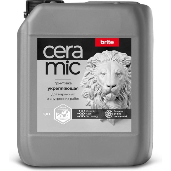 Грунтовка укрепляющая BRITE CERAMIC канистра 5 л О04611 Грунтовка укрепляющая BRITE CERAMIC канистра 5 л О04611