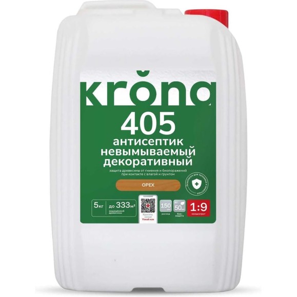 Невымываемый антисептик декоративный для защиты древесины 405 концентрат орех 5 кг KRONA 66320179