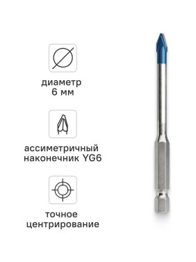 Сверло по керамограниту RAGE HARD CERAMIC HEX 6х90 мм Furious 554096