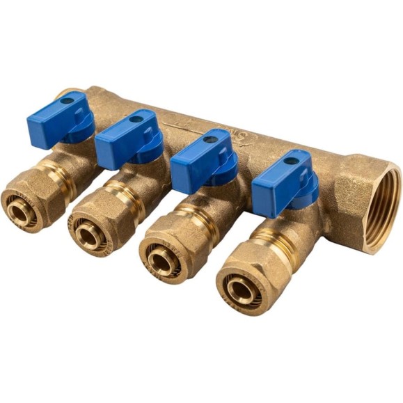 Коллектор с шаровым краном SMT 1x20x4 4 выхода 1833Н102004BL Коллектор с шаровым краном SMT 1x20x4 4 выхода 1833Н102004BL