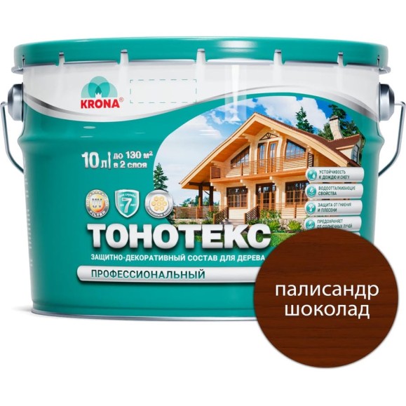 Защитно-декоративный состав для дерева KRONA Тонотекс (орех; 10 л) 66339607 Защитно-декоративный состав для дерева KRONA Тонотекс (орех; 10 л) 66339607