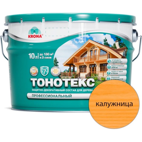 Защитно-декоративный состав для дерева KRONA Тонотекс (калужница; 10 л) 66302601 Защитно-декоративный состав для дерева KRONA Тонотекс (калужница; 10 л) 66302601