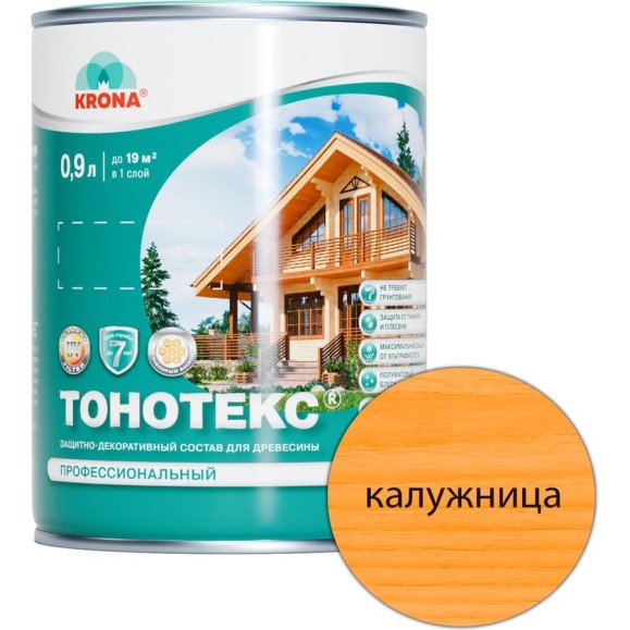 Защитно-декоративный состав для дерева KRONA Тонотекс (калужница; 0,9 л) 66302700 Защитно-декоративный состав для дерева KRONA Тонотекс (калужница; 0,9 л) 66302700