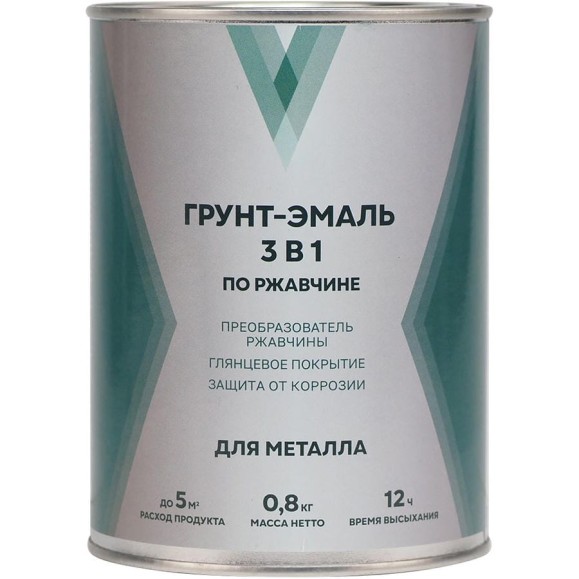 Грунт-эмаль по ржавчине 3 в 1 V 0.8 кг, зеленая 281207 Грунт-эмаль по ржавчине 3 в 1 V 0.8 кг, зеленая 281207