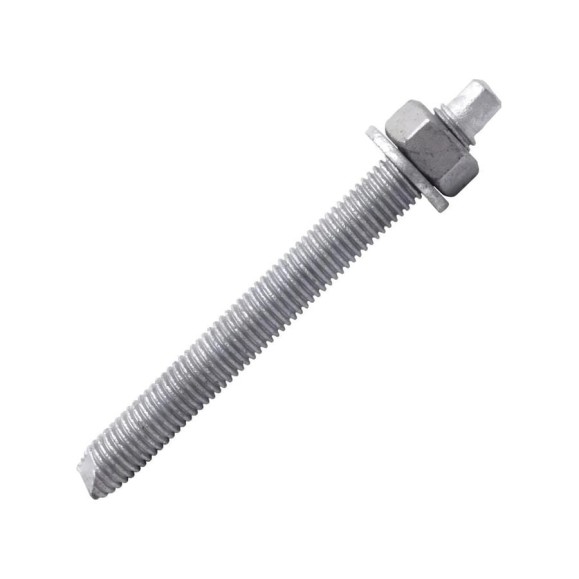 Шпилька анкерная Stalmax SCA HDG M24х400 в комплекте с гайкой и шайбой, класс прочности 8.8, угол резьбы 60 градусов, (арт. 12114) горячеоцинкованная сталь (уп. 10 шт) 12114-023