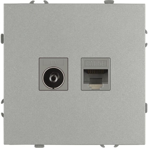 Розетка ЭРА Galaxy 15-3110-03 комбинированная RJ45+TV IP20 алюминий Б0070780 Розетка ЭРА Galaxy 15-3110-03 комбинированная RJ45+TV IP20 алюминий Б0070780