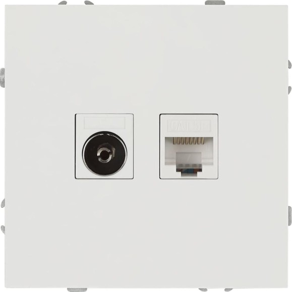 Розетка ЭРА Galaxy 15-3110-08 комбинированная RJ45+TV IP20 белый матовый Б0070790