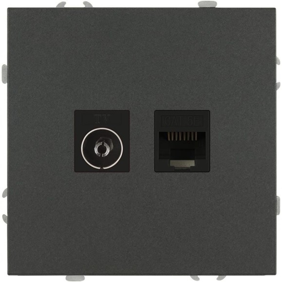 Розетка ЭРА Galaxy 15-3110-06 комбинированная RJ45+TV IP20 графит Б0070786